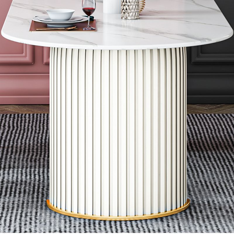 Stone Top Dining Table Contemporary Oval Dining Table with Sled Base
