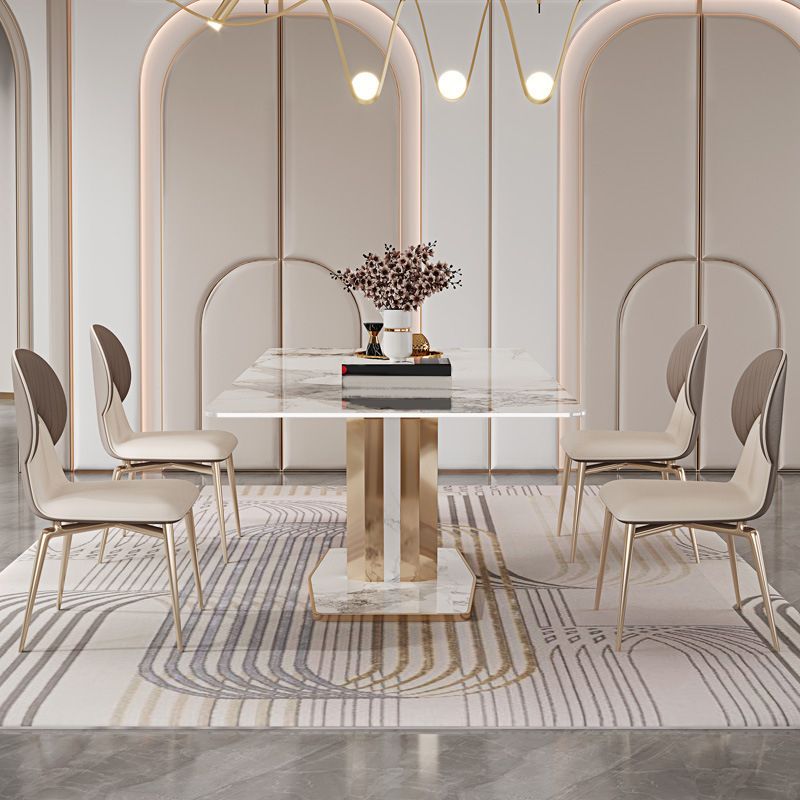 Luxurious 1/2/3/4/5/6/7 Pieces Rectangle Dining Set Sintered Stone Top Dinette Table Set