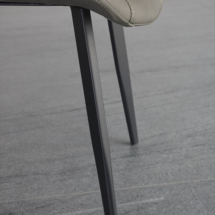 Contemporary Leather Restaurant Side Chair Solid Back Dining Chair