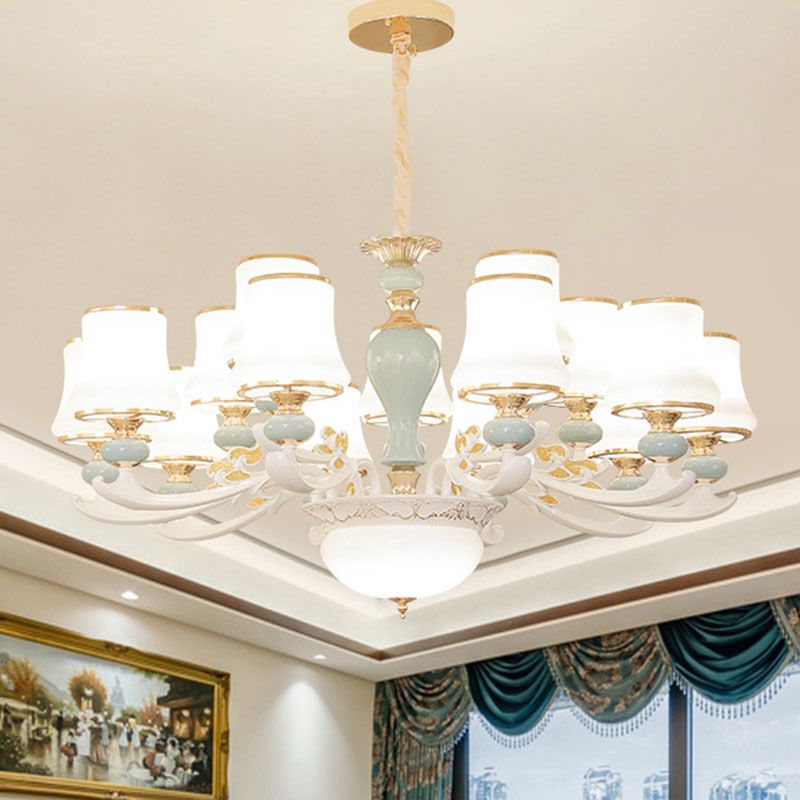 Cono Cono Cono Cono Camino Crema Camina de la sala de estar de vidrio Kit de luz en azul claro