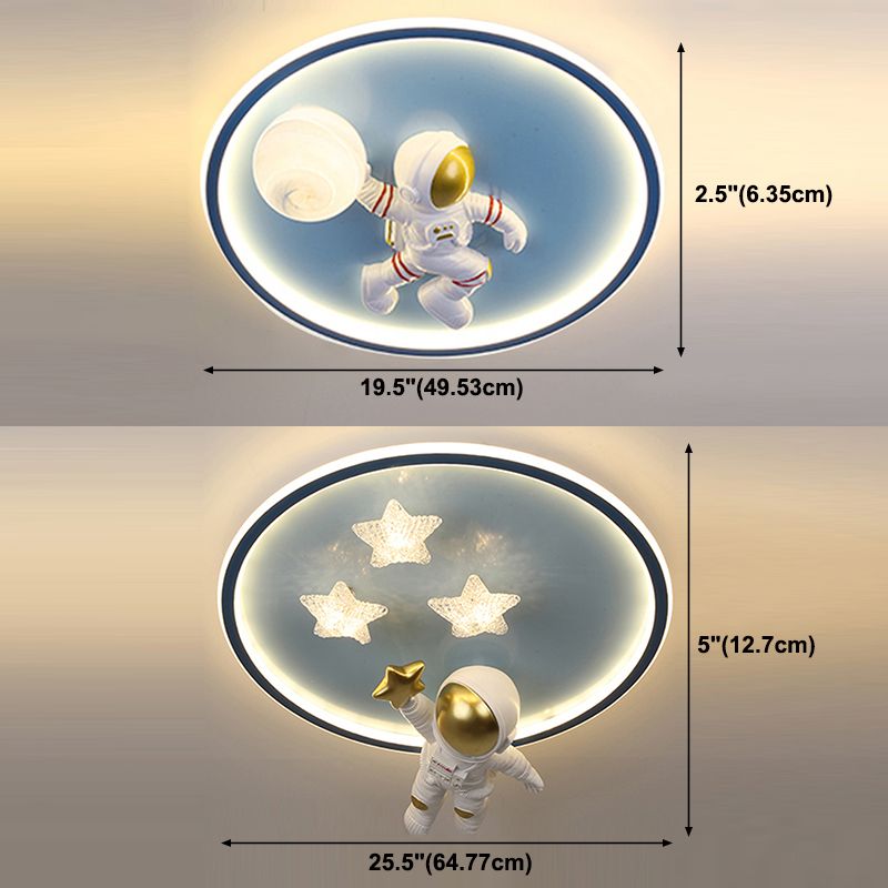 Astronaut LED Ceiling Lamp White Acrylic Flush Mount Light for Children's Room