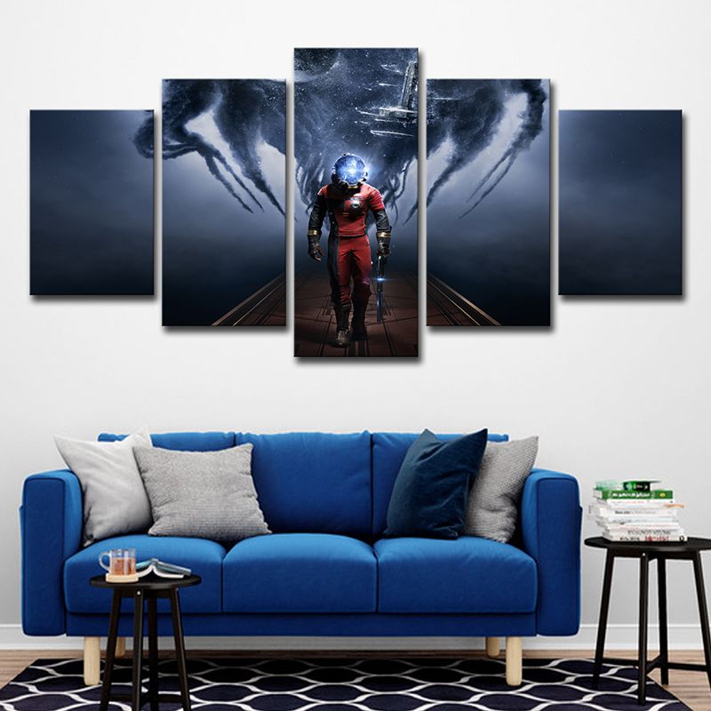 Prey Video Game Scene Canvas Art Kids Multi-Piece Wall Decor in Blue for Bedroom