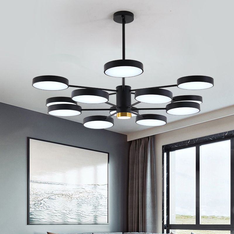 Metal Round Shape Hanging Ceiling Light Modern Style Multi Lights Hanging Light