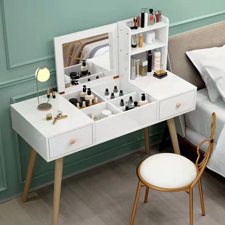 Modern Wood Flip-top Vanity Set 29.53" H Vanity Desk in White