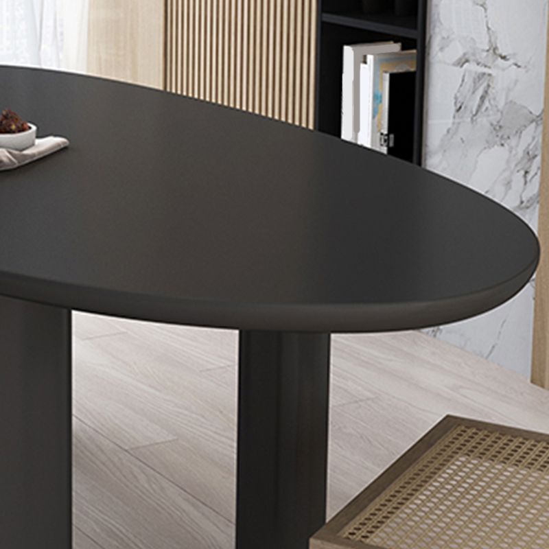 Modern Solid Wood Dining Table Oval Wooden Table with 4 Legs