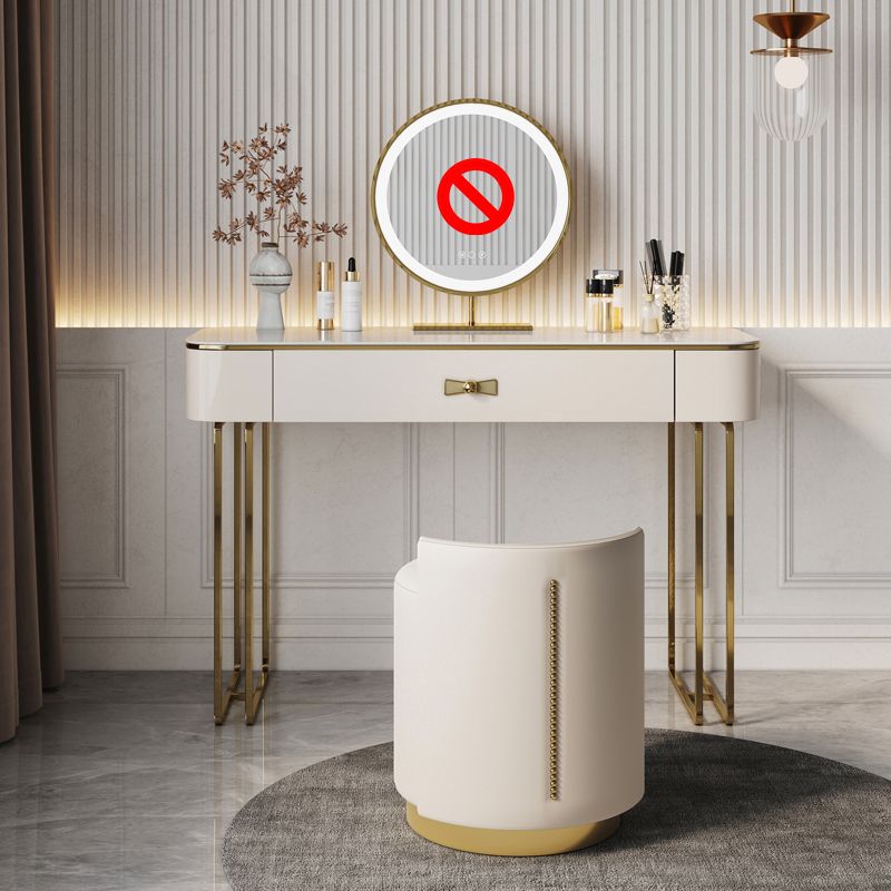 Glam Makeup Vanity Desk Table Slate Top Dressing Table with Drawer