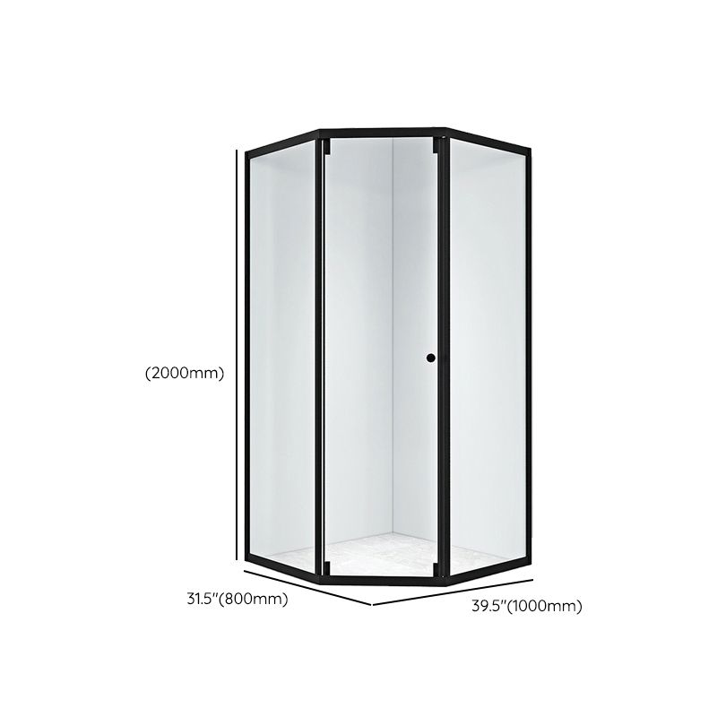 Black Framed Shower Enclosure Corner Single Sliding Shower Stall With Door Handles