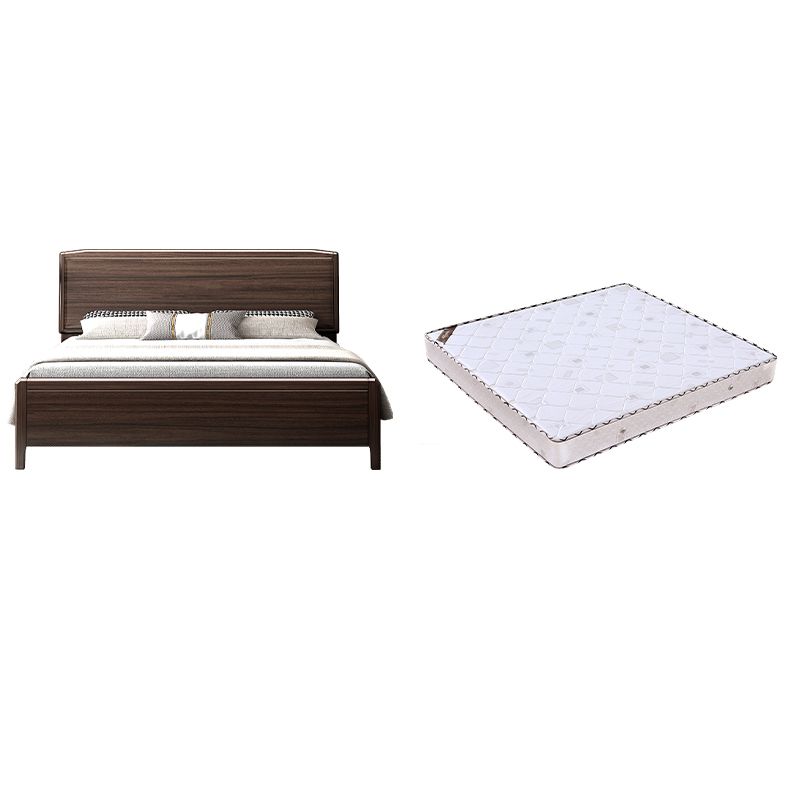 Mid-century Wood Walnut Bed Frame 85-In D Panel Bed Frame in Brown