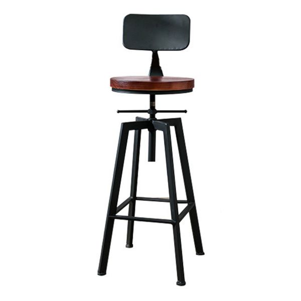 Industrial Metal Barstool Faux Leather Low Back Counter Stool with Iorn 4 Legs