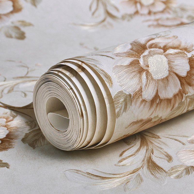 33' x 20,5" Blumentapete für Gästezimmerdekor Blätter Wandverkleidung in neutraler Farbe, wasserbeständig