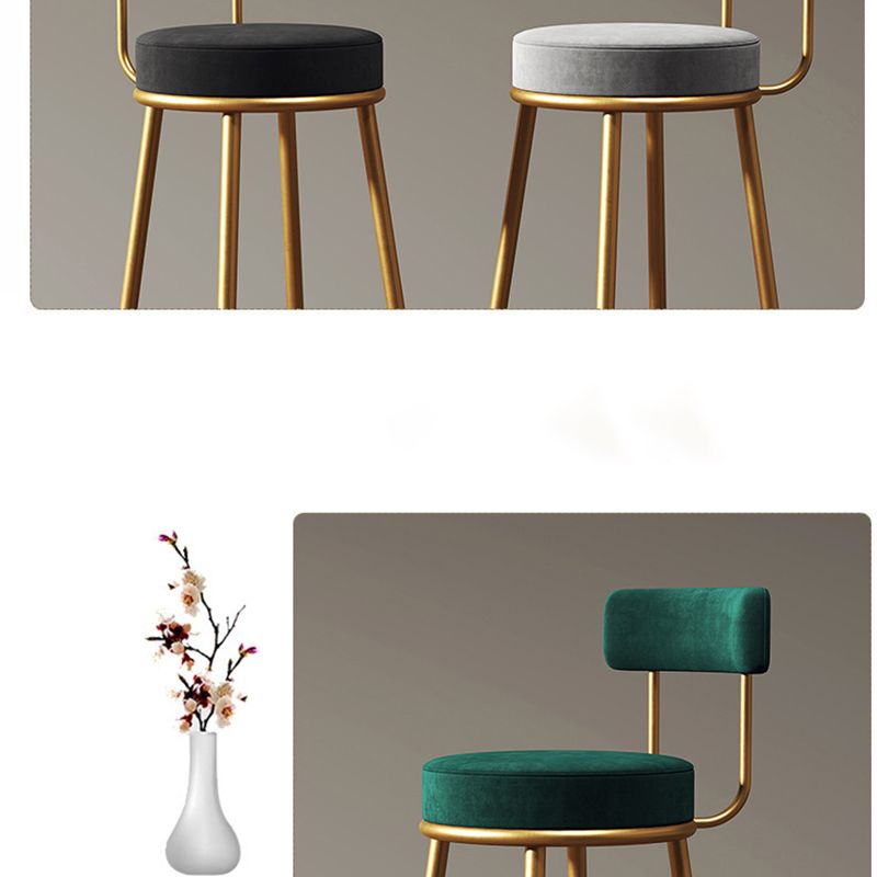 Nordic Armless Backrest Counter Stool Iron Dessert Shop Bar Stool with Cushion and Pedal