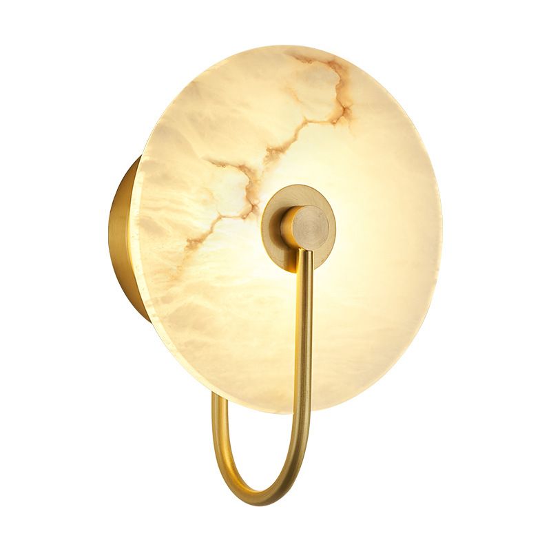 Nordic Style Wall Light Round White LED Wall Sconce with Mica for Living Room
