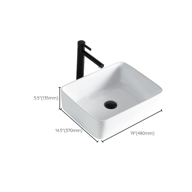 Contemporary Bathroom Sink Porcelain Rectangular Vessel Sink(Not Including Faucet)