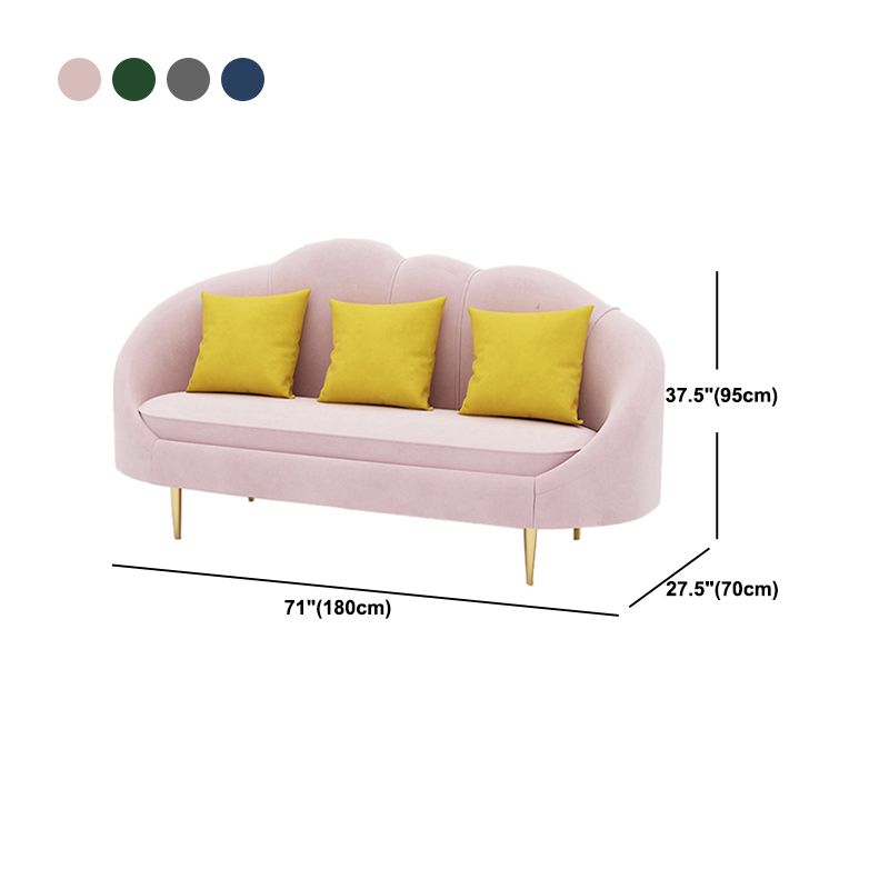 Velvet Contemporary Curved Sofa Sloped Arm Tight Back Sofa for Living Room
