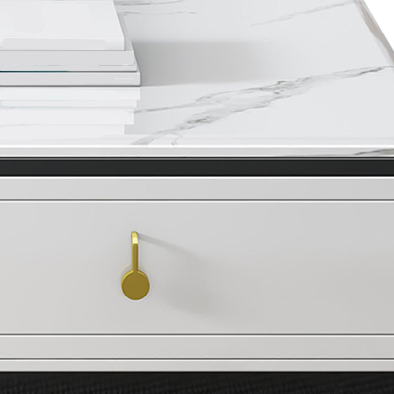 Stone Rectangular Coffee Table with Drawers 15.75" H 1 Single Cocktail Table