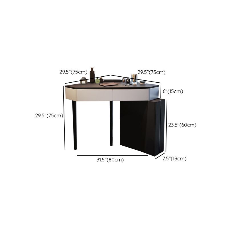 Modern Make-up Vanity with 3 Drawers in Black Solid Wood Vanity Desk