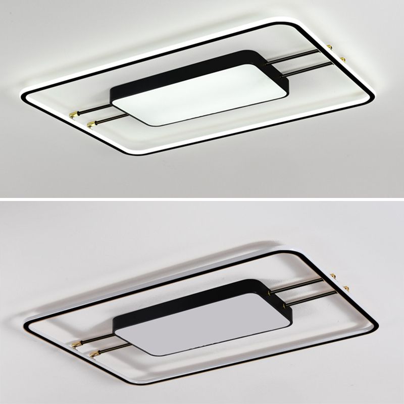 Moderne rechteckige LED-Unterputzleuchte aus Metall für das Wohnzimmer mit Acrylschirm