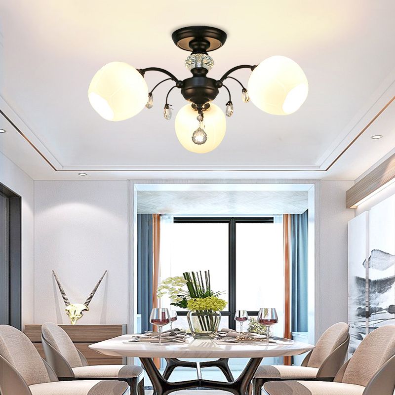 Glas Schwarz Semi Flush Mount Lighting Kugel-minimalistische Deckenleuchte