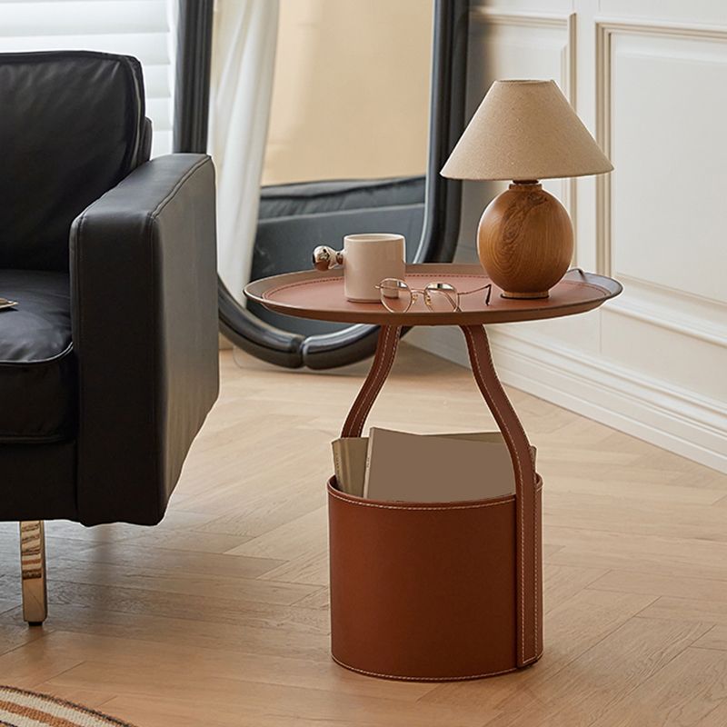 Mid-Century Pedestal Corner Table Tray Top Side End Table with Storage