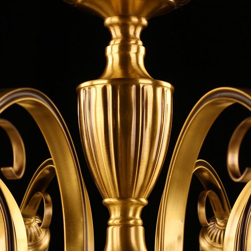 Frosted Glass Flower Kroonluchter Koloniale stijl Woonkamer Suspensie Licht in goud