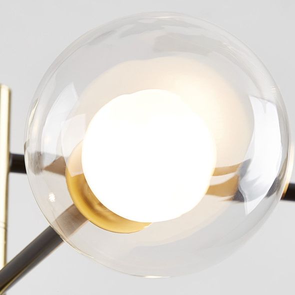 Modern Metal Hanging Chandelier Light Glass Shade Ceiling Chandelier in Black for Living Room