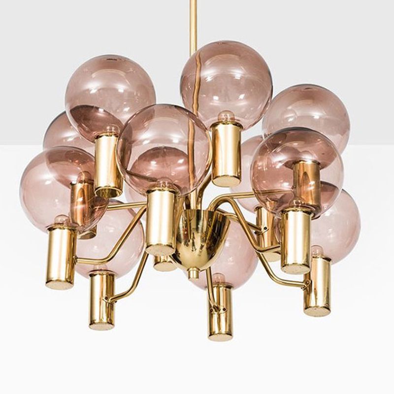 Glazen bol hanglamp in moderne luxe stijl elektroplate ijzer kroonluchter in goud