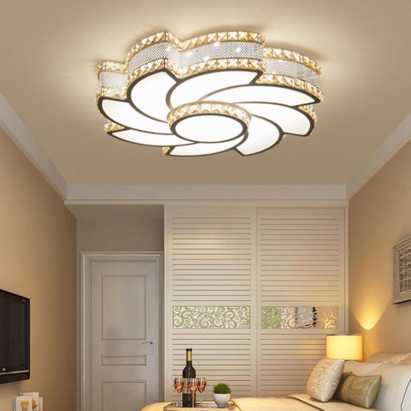 Kristall Blume Flush Halterung Deckenbefestigung Moderne LED Weiß Flush-Mount-Licht-Armatur