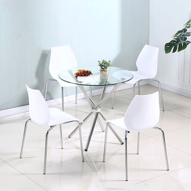 Glass Top Dining Table Modern Round Dining Table with Pedestal Base