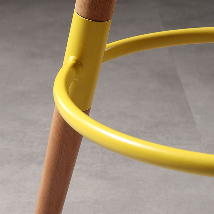 Modern Round Seat Counter Stool Solid Wood Backless Counter-height Stool