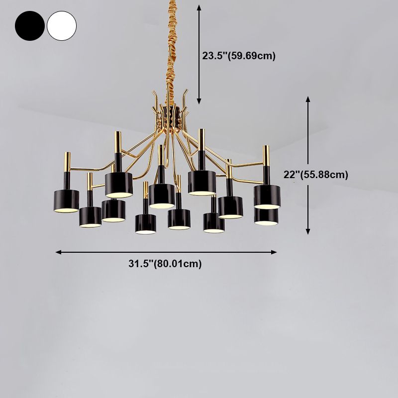 Postmodern Style Chandelier Branching Hanging Pendant Light with Iron Shade