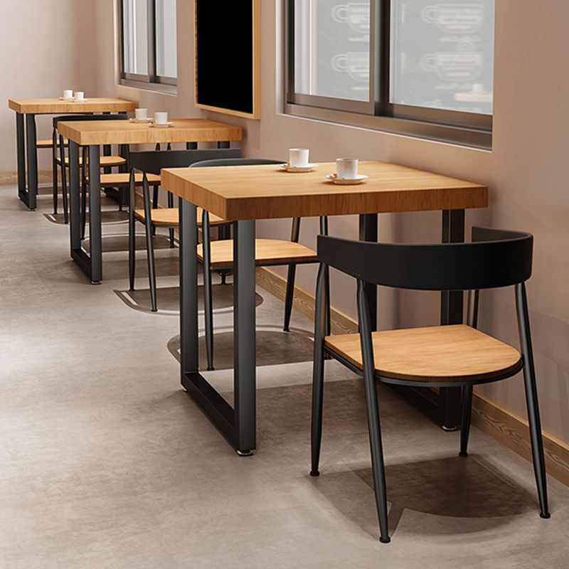 Square Wooden Dining Table Industrial Sled Base Dining Table