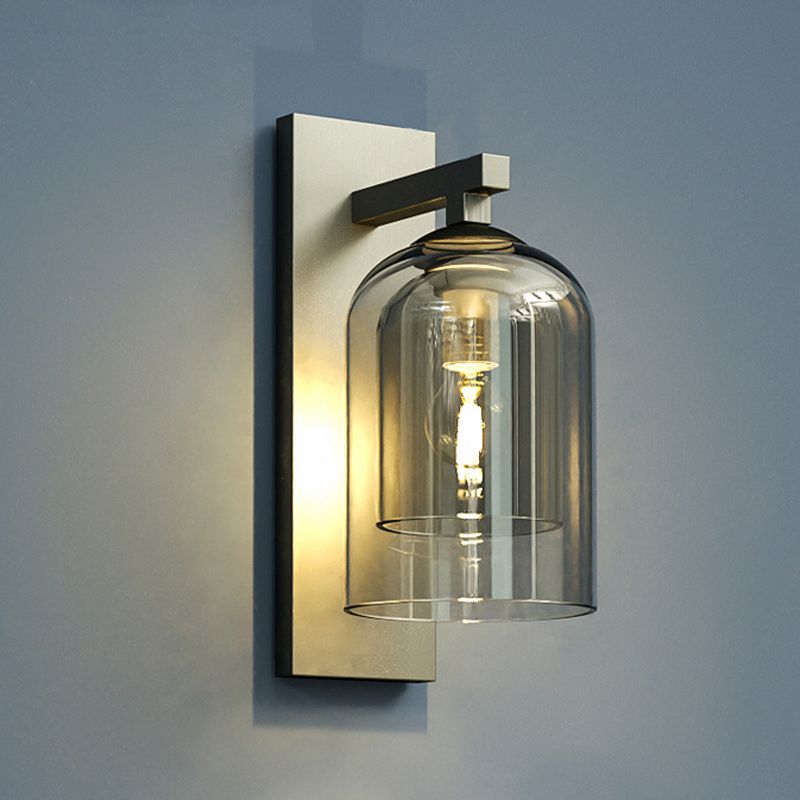 Single Contemporary Silver Glass Shape Unique Bathroom Vanity Light
