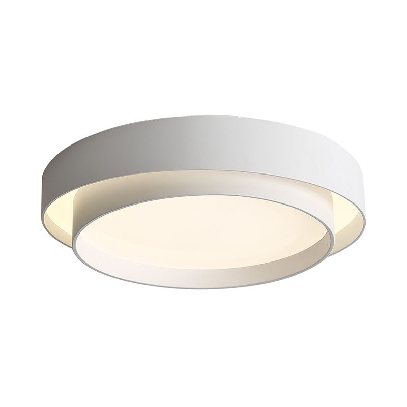 16"/19.5" Wide Simple LED Flush Mount Acrylic White/Black Layered Circle Ceiling Light Fixture in Warm/White Light