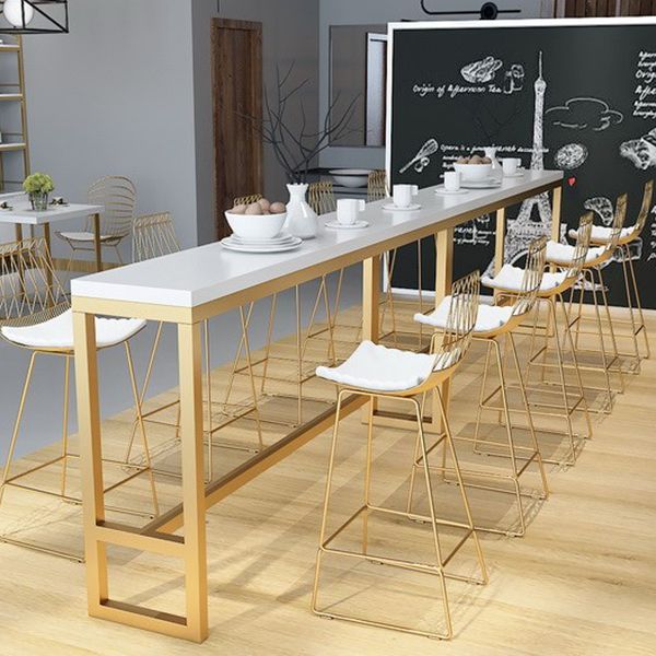 Glam 1/4/7 Pieces Bar Table Set Rectangle Pine Wood Counter Table with High Stools