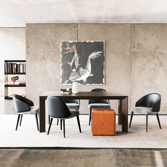 Modern Rectangle Dining Site Table Black Solid Wood 4 Legs Dining Table