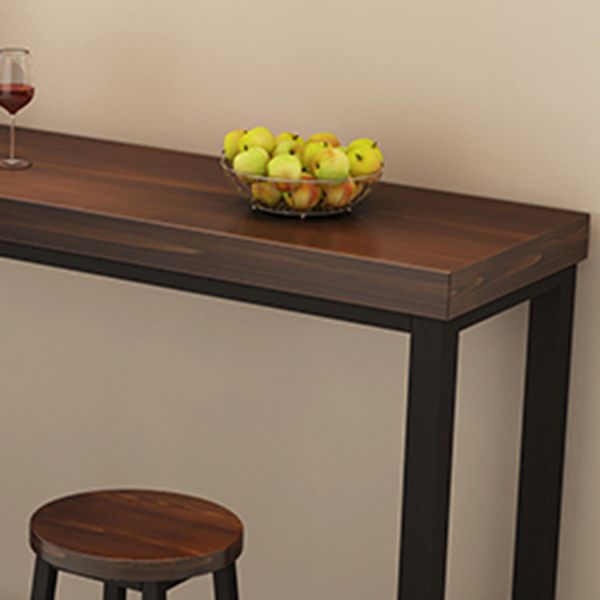 Contemporary Solid Wood Bar Dining Table Rectangle Bar Table in Brown