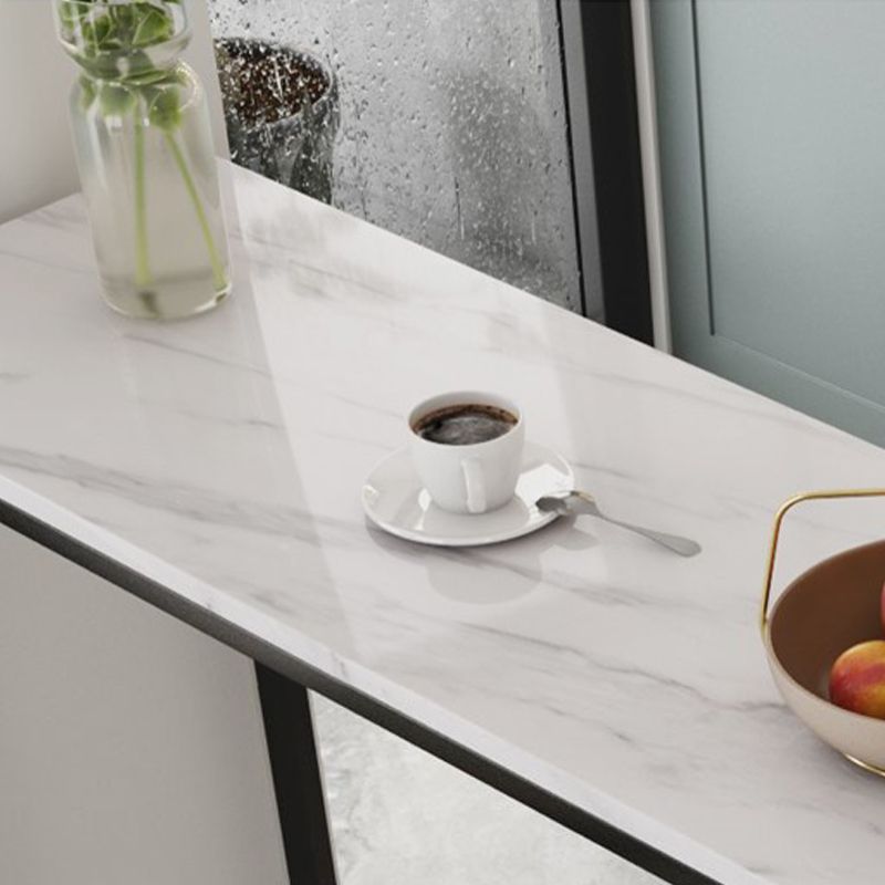 Contemporary Rectangle Bar Table Faux Marble Bar Dining Table with Storage