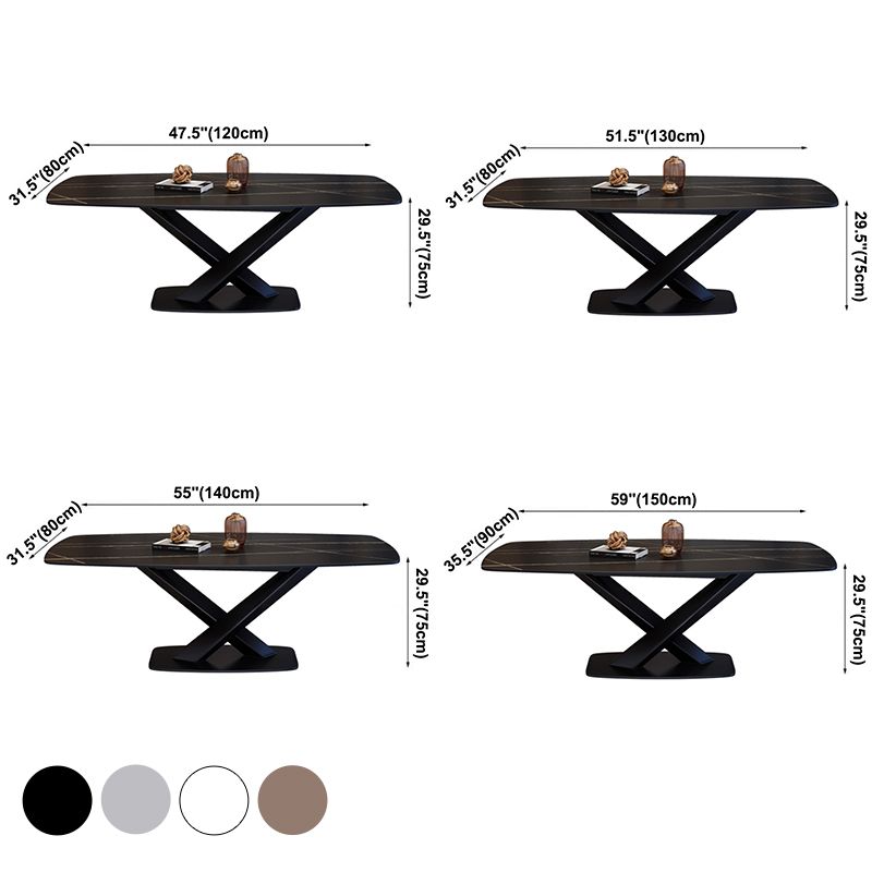 Rechthoekige luxe eettafel Vierkleurige vaste tafel met gesinterde steen