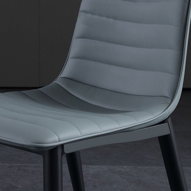 Upholstered Armless Dining Chairs Industrial Metal Legs Side Chair