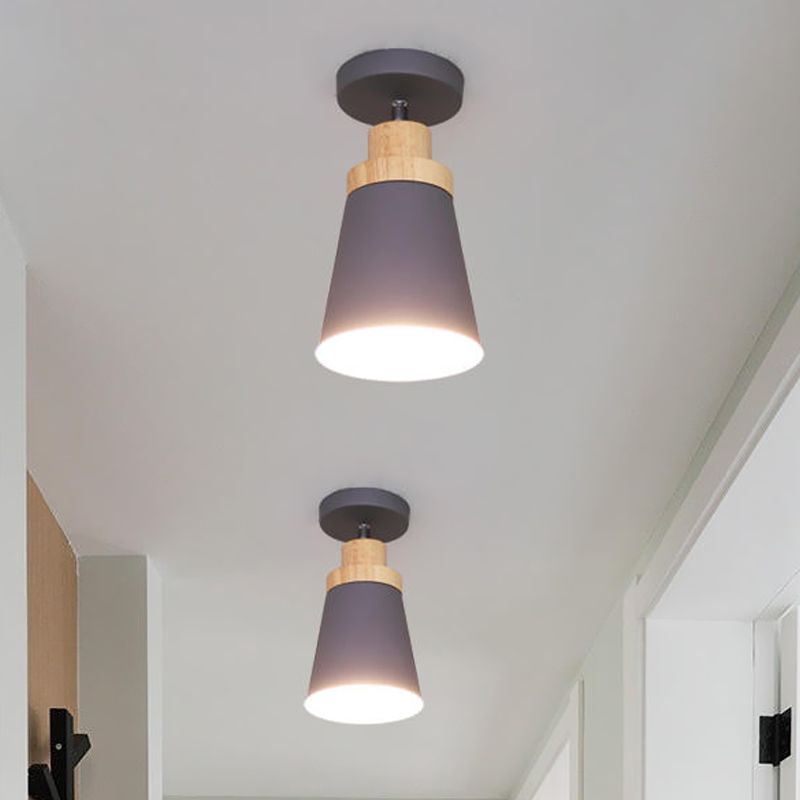 Lámpara semiempotrada verde/blanca/gris con pantalla Metal nórdico Luz de techo semiempotrada para interiores con 1 bombilla