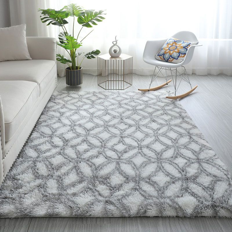 White Casual Rug Blending Star Indoor Rug Non-Slip Backing Rug for Home Decor