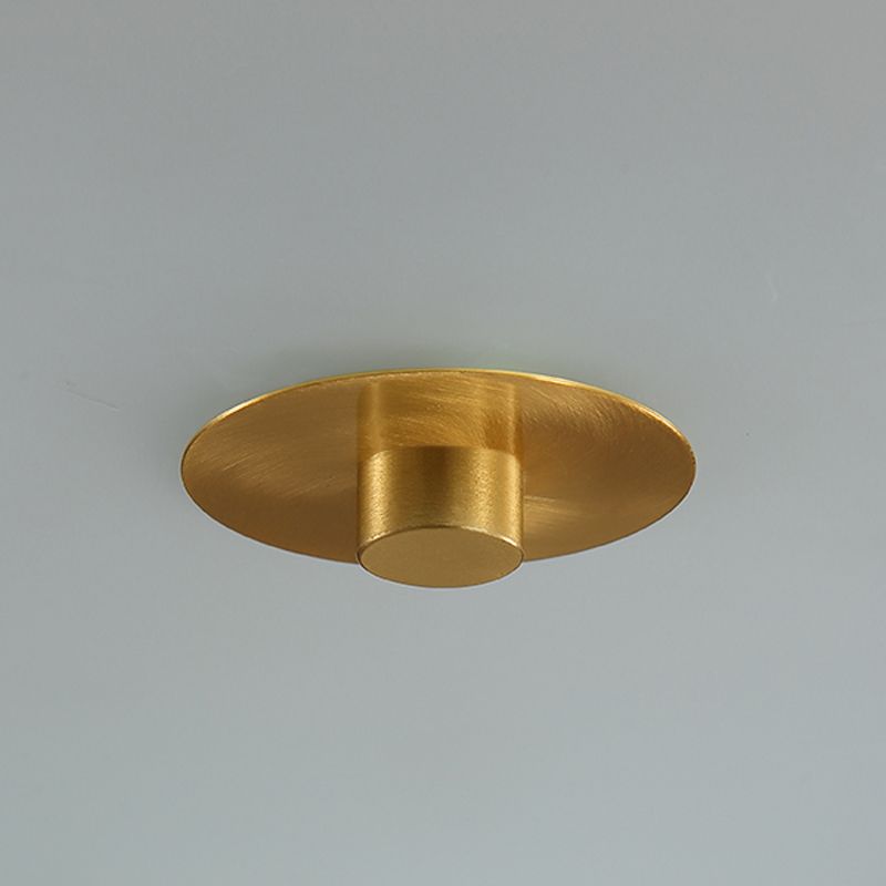 Colonial Style Geometric Ceiling Fixture Copper Flush Mount with Frosted Glass Shade