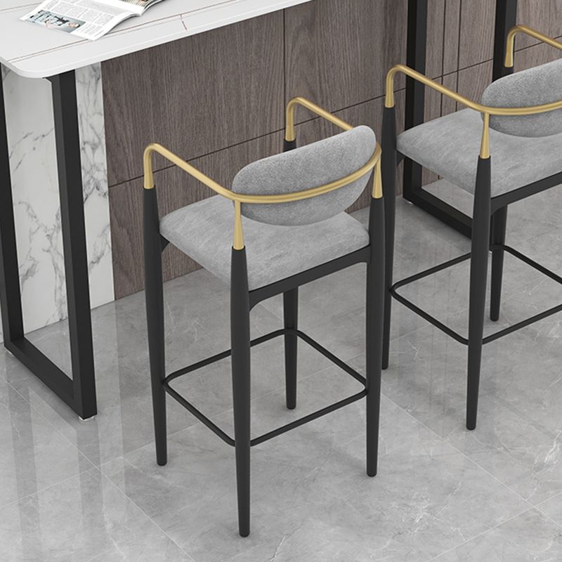 Scandinavian Upholstered Metal Counter Stools Low Back Bar Stools with 4 Legs