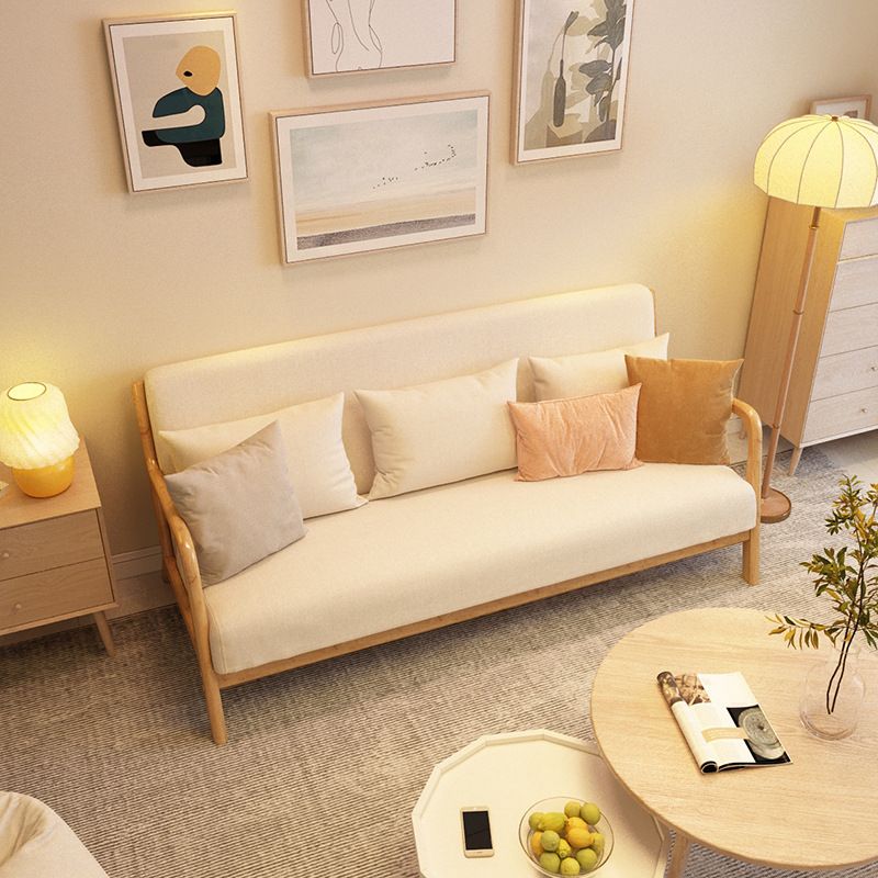 Nordic Solid Wood Sofa 3-Seater Square Arm Sofa with Single Cushion Seat