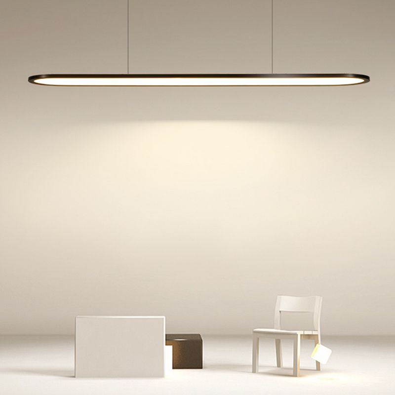 Lunghezza regolabile 1 luce ovale luci ovali moderna lampadario isola in metallo in bianco