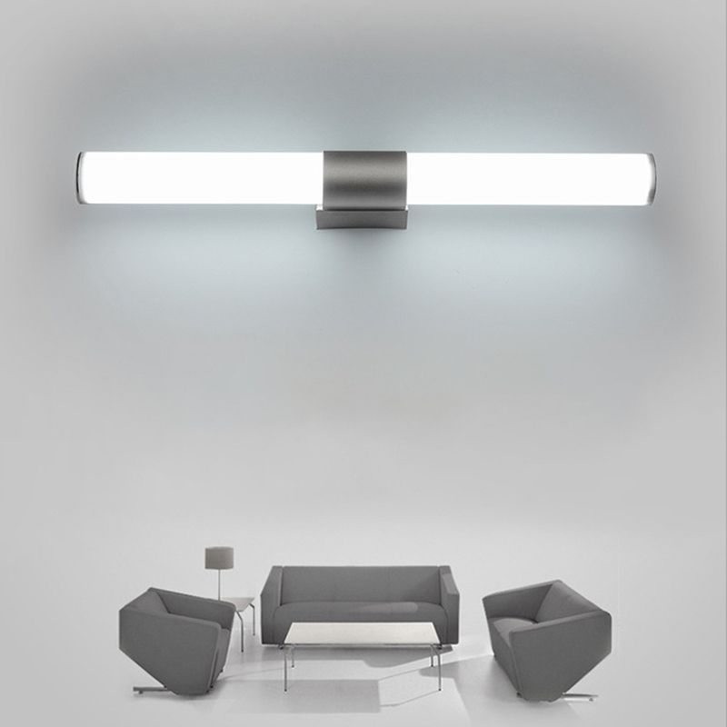 Silver Acrylic Contemporary Wall Sconce 1-Light Linear Wall Mounted Lighting for Bathroom
