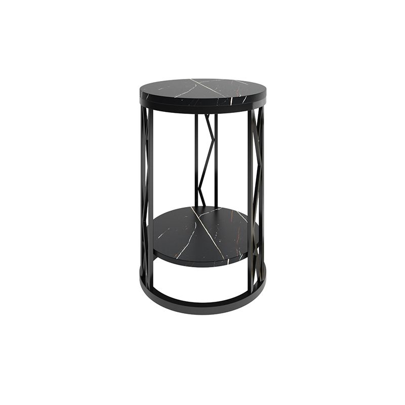 Round Slate Plate Table Plate Metal Frame Base Modern Style Side Table