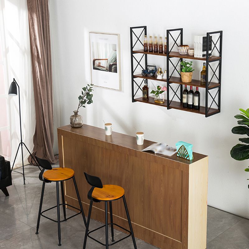 Industrial Style Wooden Bookshelf Wall Mounted Shelf Bookcase