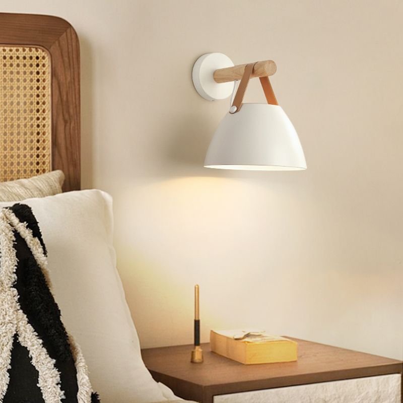 Modern Simple Wall Light Dome Shape Wooden Wall Lamp for Living Room
