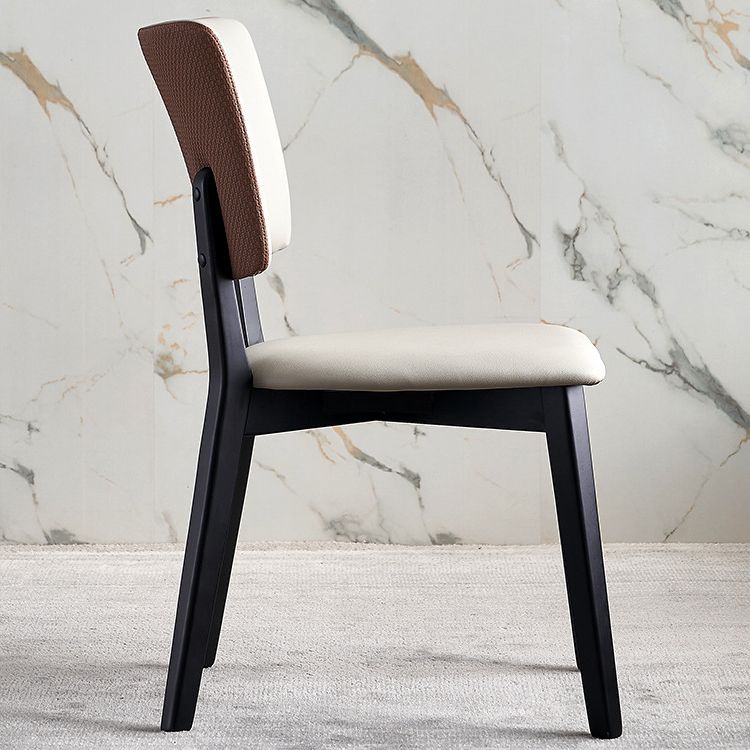 Modern Leather Dining Chair Open Back Dining Side Furniture in Matte Finish for Indoor